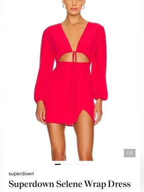 superdown Vibrant Red V-Neck Mini Dress